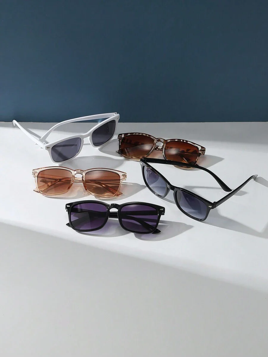 5pcs Ladies' Square Plastic Decorated Sunglasses FD - Image 3