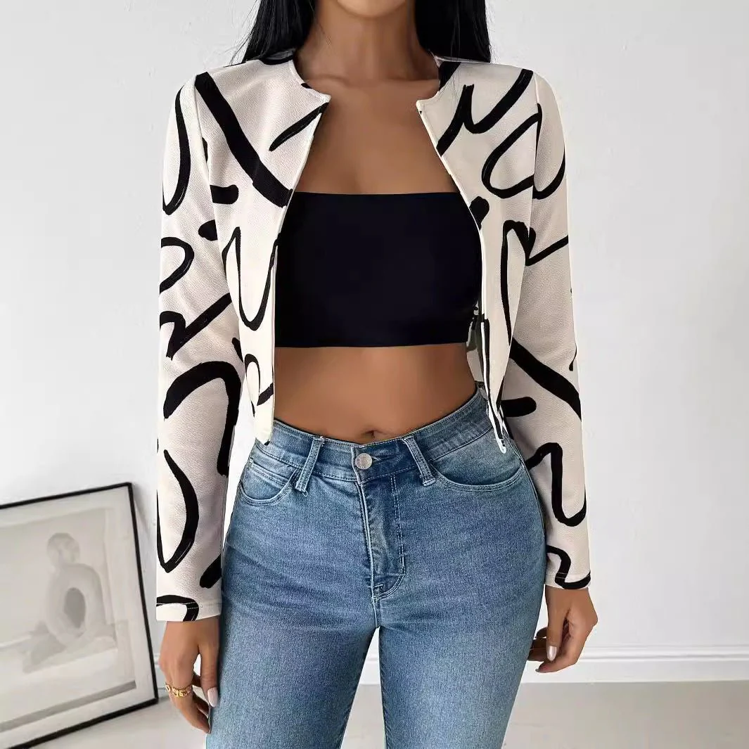 Abstract printing cardigan jacket top women's clothing - Image 3