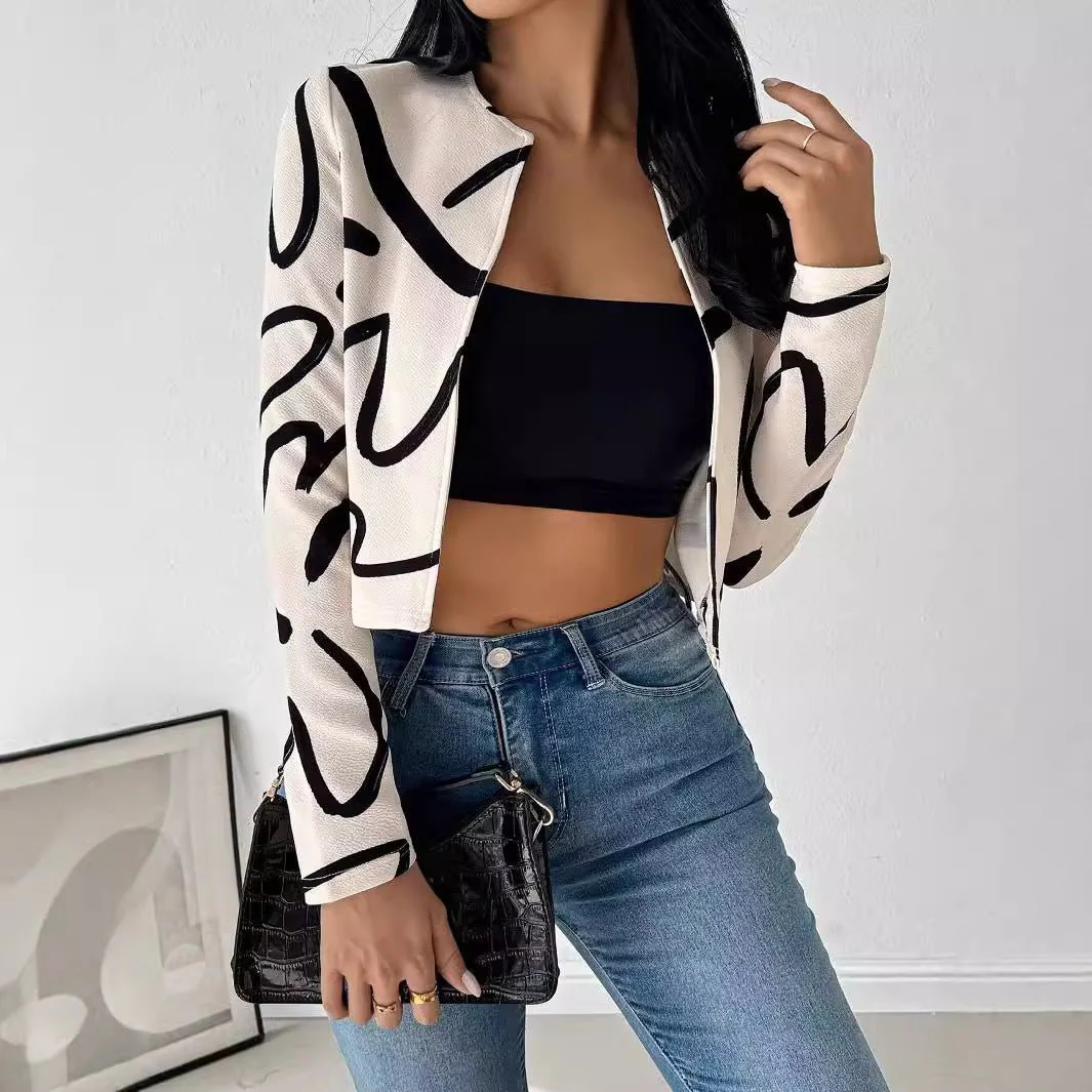 Abstract printing cardigan jacket top women's clothing - Image 4