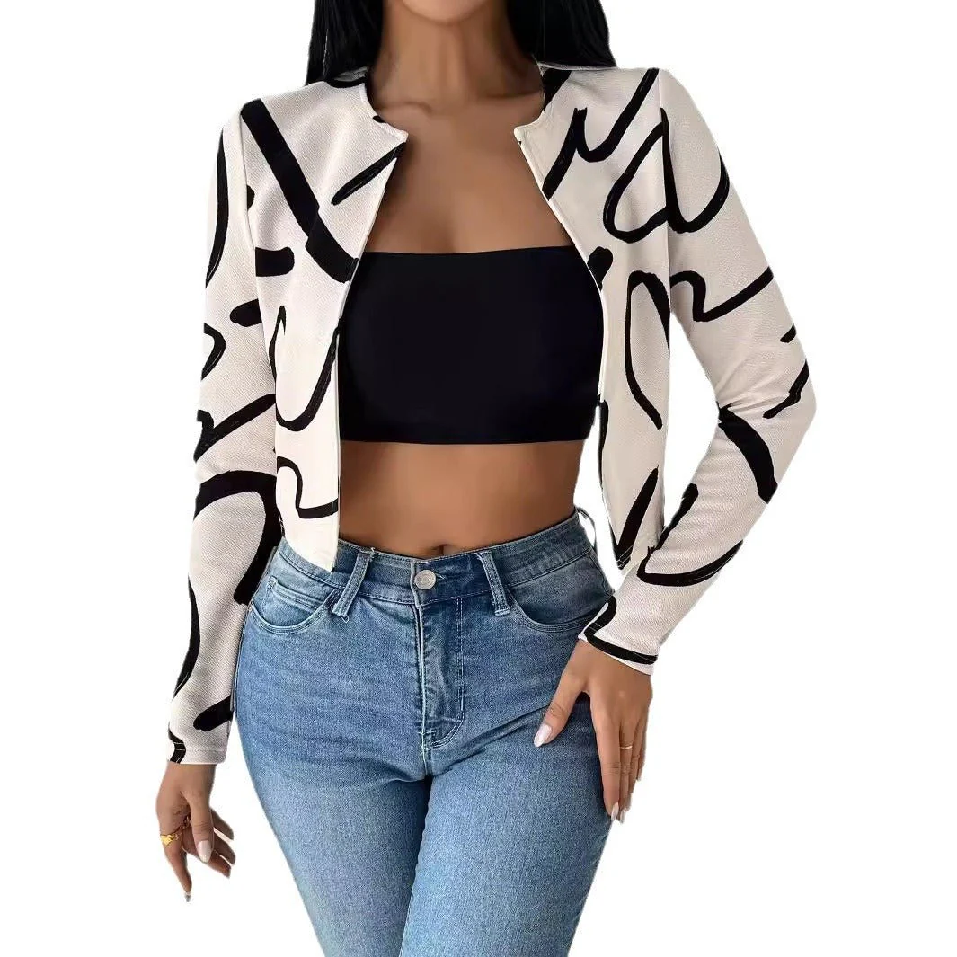 Abstract printing cardigan jacket top women's clothing - Image 5