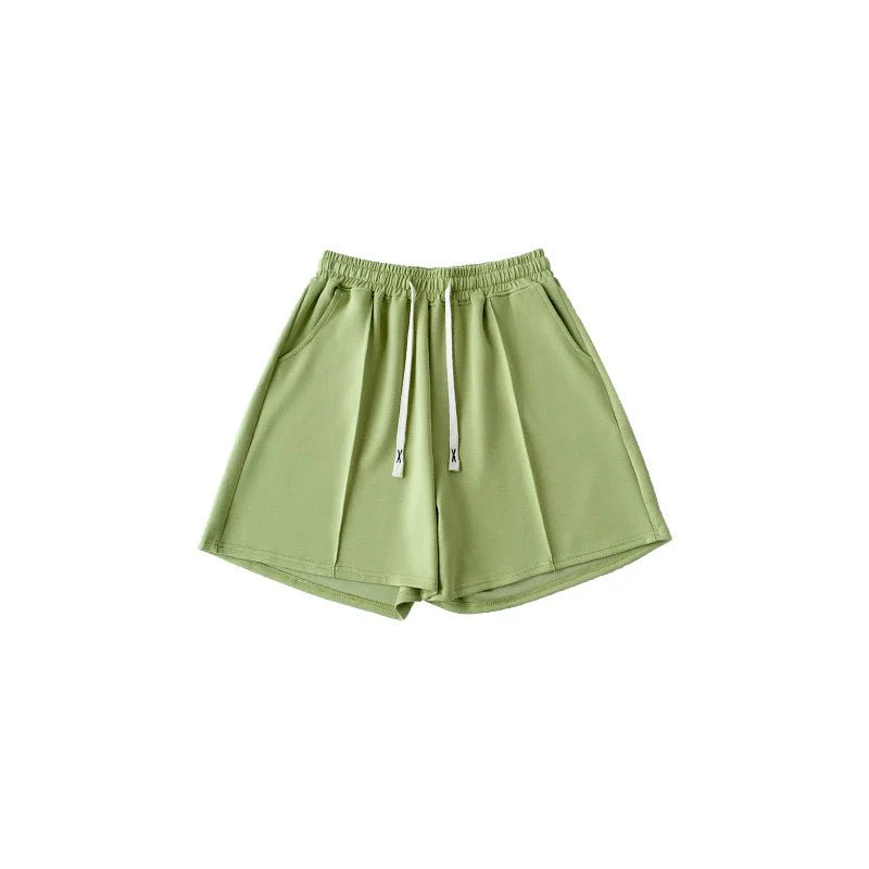 Air cotton sports shorts women's summer thin casual loose high-waisted wide-leg pants slim straight five-point medium pants - Image 4