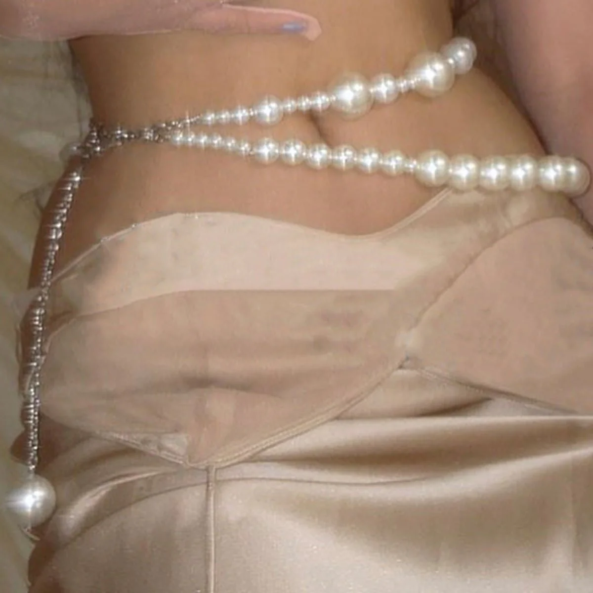 All-match imitation pearl waist chain ins style multi-layer tassel body chain waist ornament FD - Image 2