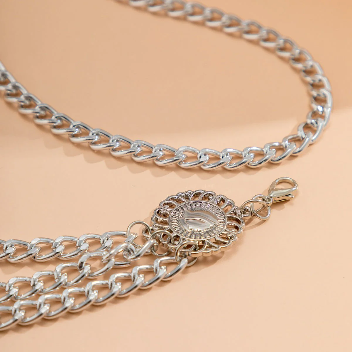 Alloy multi-layer exaggerated body chain queen portrait retro street waist chain - Image 17