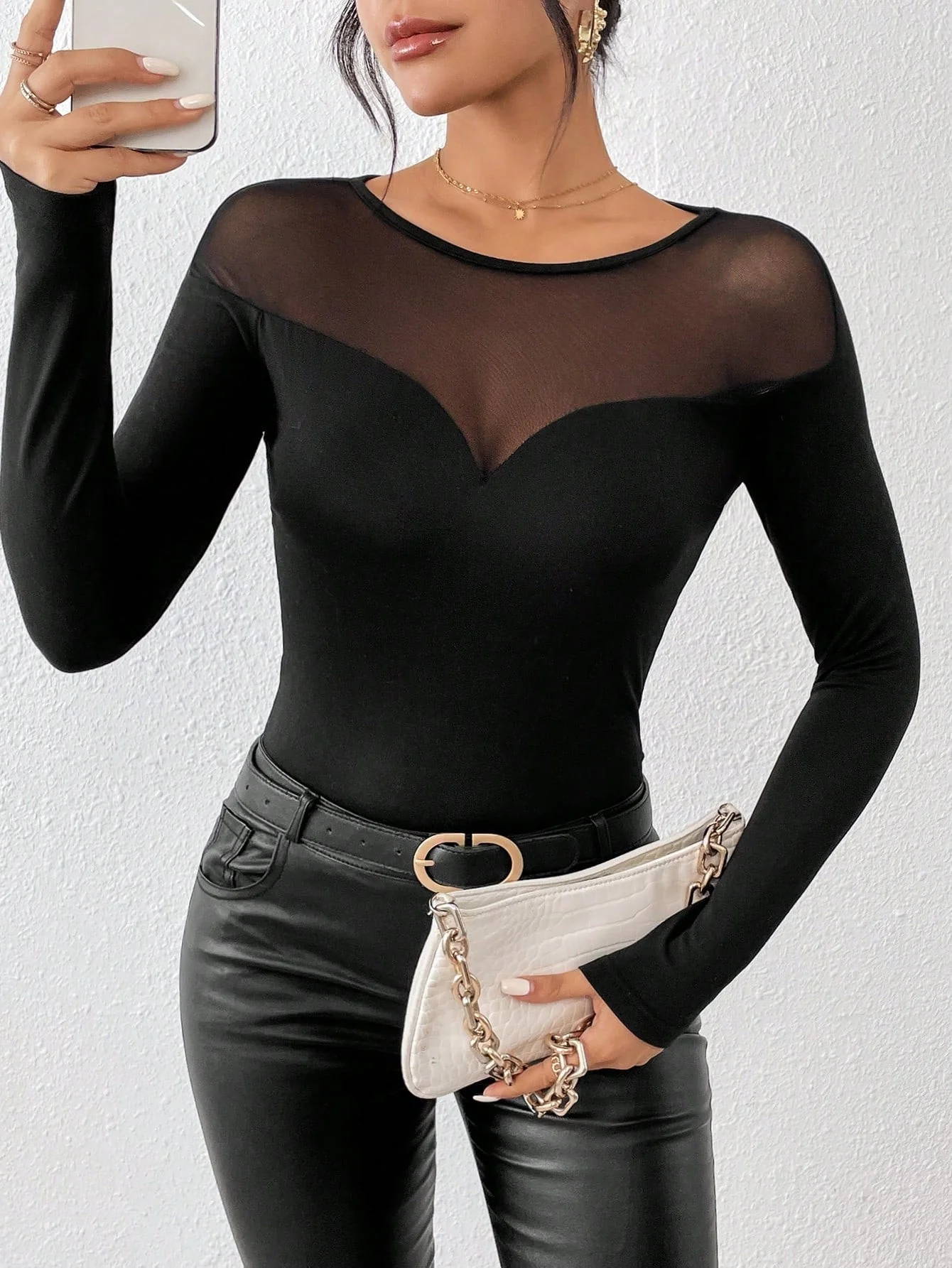 Allurite Contrast Mesh Slim Fit Tee
