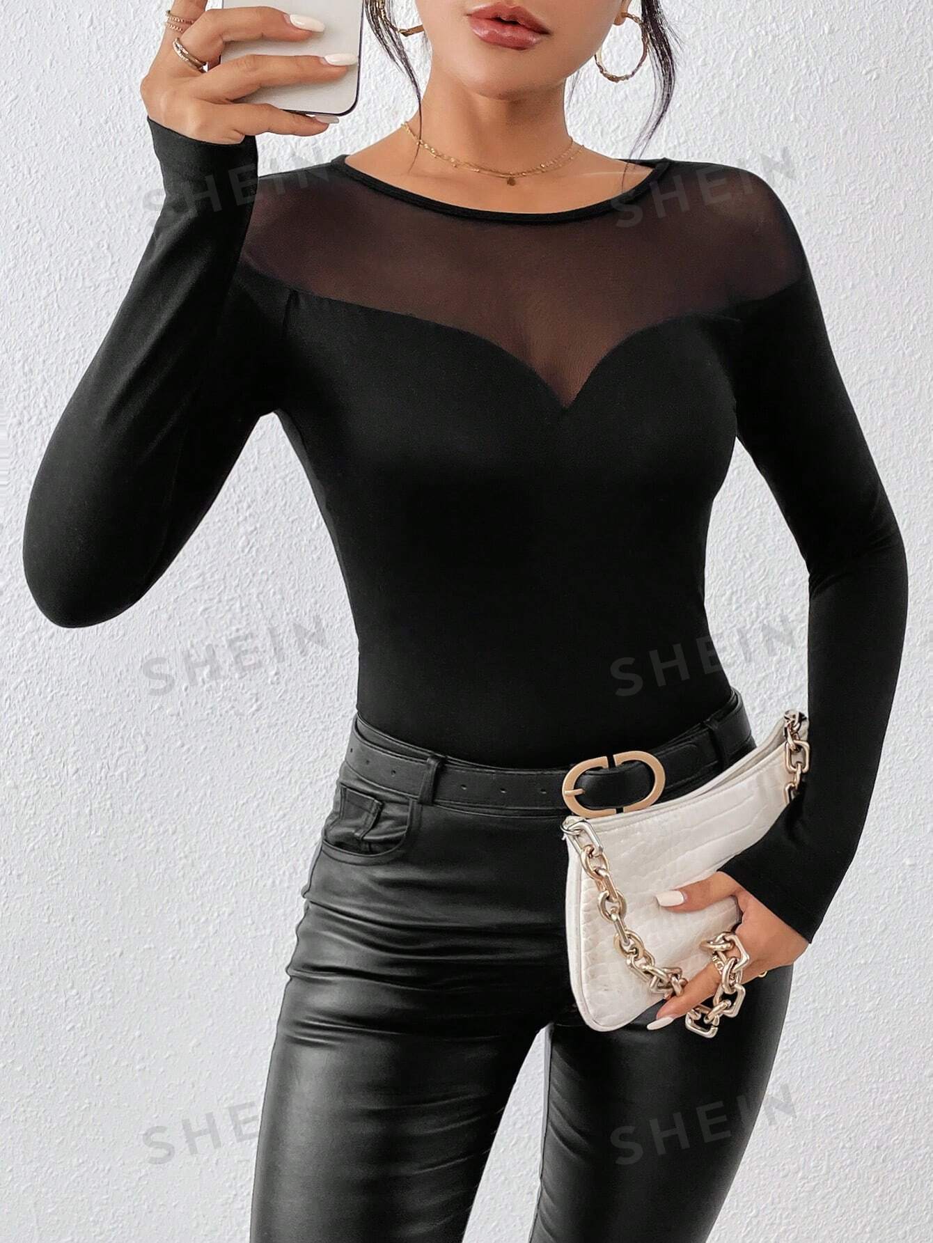 Allurite Contrast Mesh Slim Fit Tee - Image 5