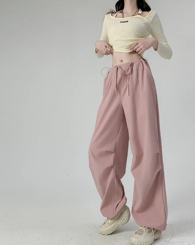 American overalls women's high-end pants women's spring and autumn high-waisted wide-leg sweatpants straight casual sweatpants trousers - Image 10