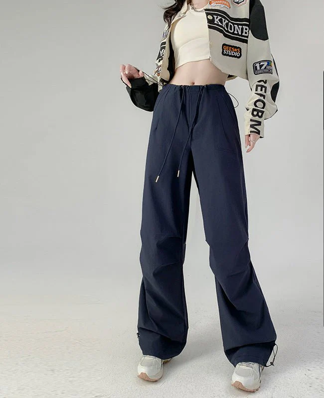 American overalls women's high-end pants women's spring and autumn high-waisted wide-leg sweatpants straight casual sweatpants trousers - Image 11