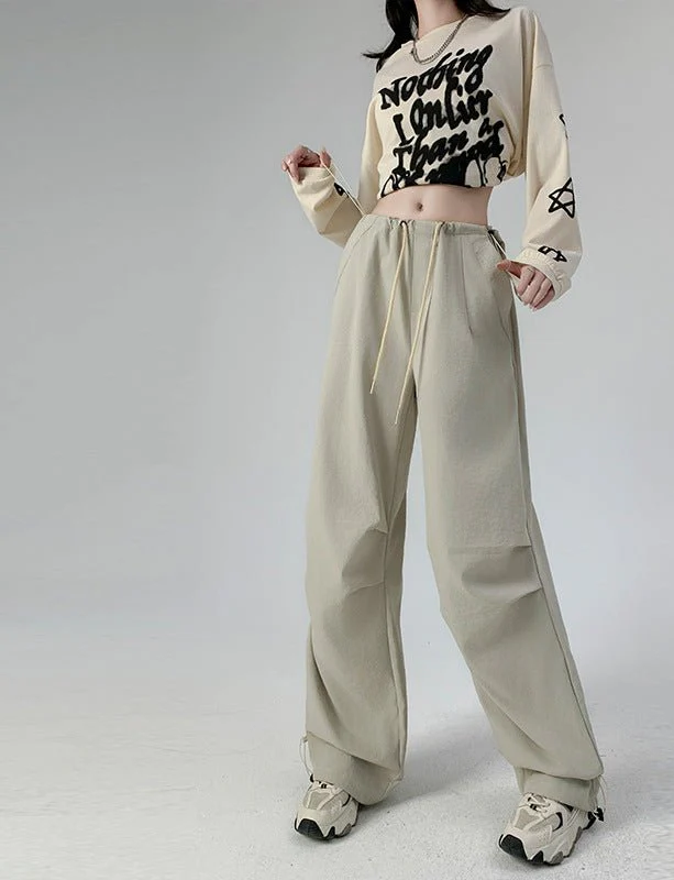 American overalls women's high-end pants women's spring and autumn high-waisted wide-leg sweatpants straight casual sweatpants trousers - Image 12