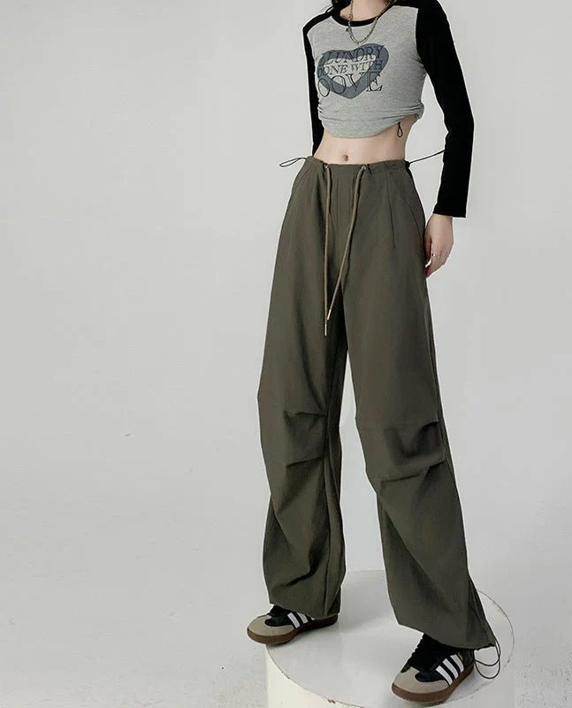 American overalls women's high-end pants women's spring and autumn high-waisted wide-leg sweatpants straight casual sweatpants trousers - Image 6