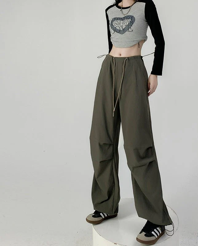 American overalls women's high-end pants women's spring and autumn high-waisted wide-leg sweatpants straight casual sweatpants trousers - Image 7