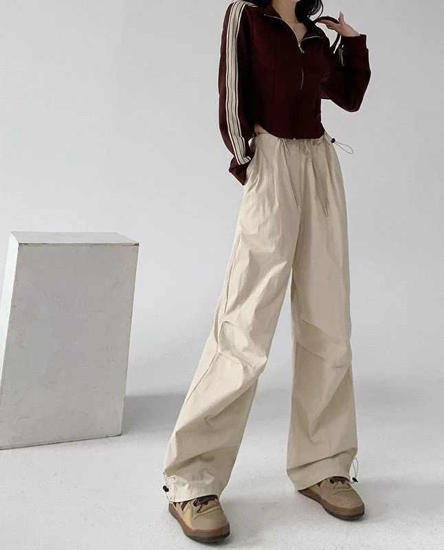American overalls women's high-end pants women's spring and autumn high-waisted wide-leg sweatpants straight casual sweatpants trousers - Image 8