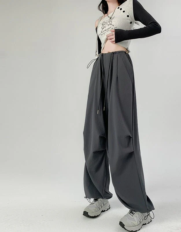 American overalls women's high-end pants women's spring and autumn high-waisted wide-leg sweatpants straight casual sweatpants trousers - Image 9