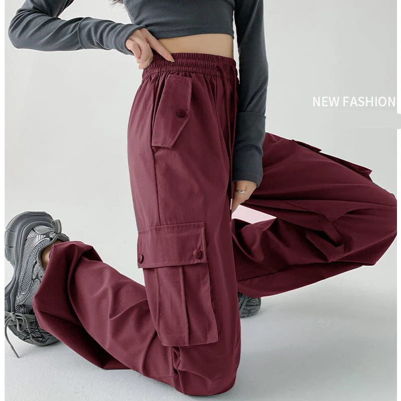 American overalls women's pants spring and autumn new loose and thin Spice girl straight sweatpants loose wide-leg casual sweatpants