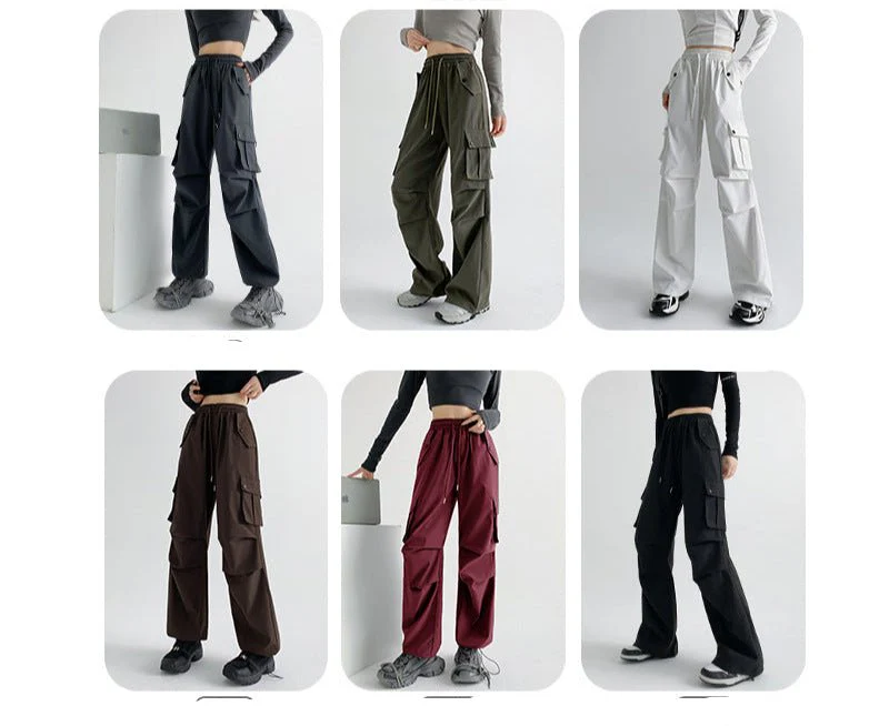 American overalls women's pants spring and autumn new loose and thin Spice girl straight sweatpants loose wide-leg casual sweatpants - Image 2
