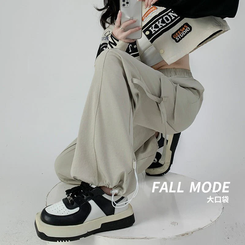American overalls women's pants women's autumn new loose wide-leg pants hot girl casual women's sports pants