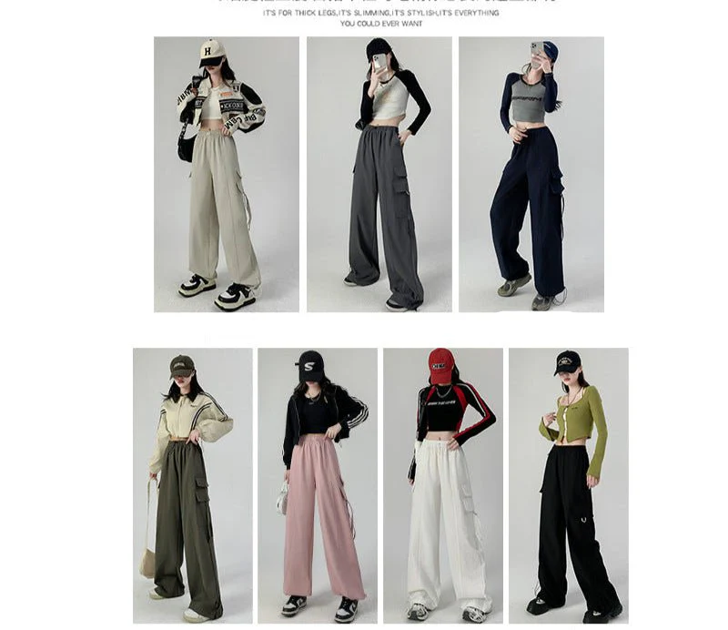 American overalls women's pants women's autumn new loose wide-leg pants hot girl casual women's sports pants - Image 2