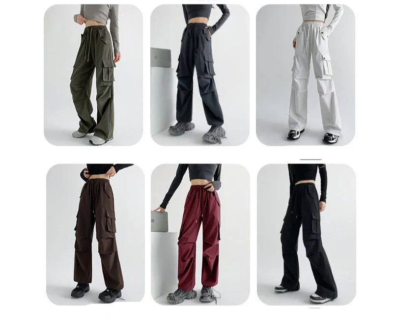 American overalls women's pants women's spring and autumn new high-waisted casual straight wide-leg pants, thin outer sweatpants - Image 2