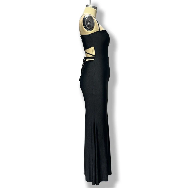 American spring new long dress backless lace-up chest wrap dress FD - Image 26