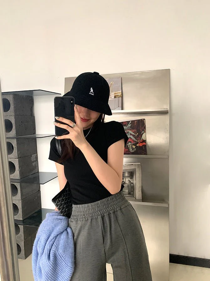 American style white t-shirt for women, short sleeves, shoulder length, 2025 new style, slim round neck, cotton layered bottoming top - Image 11