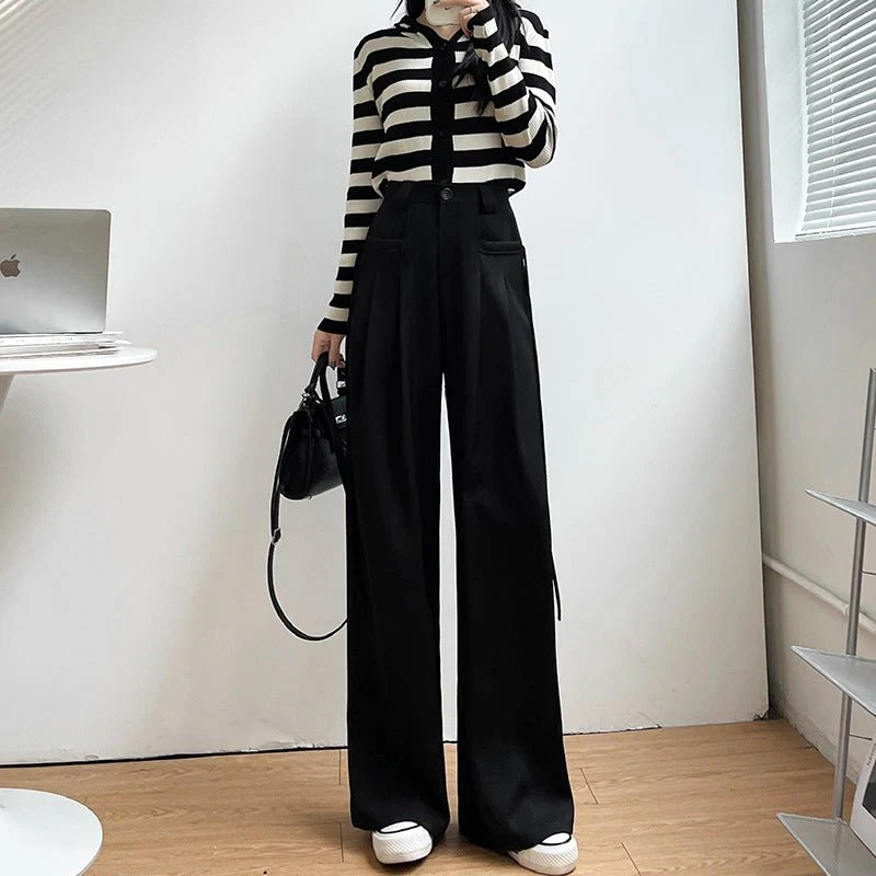 American suit pants drape pants women spring and autumn new casual pants women's straight pants mopping wide leg pants women's pants - Image 2