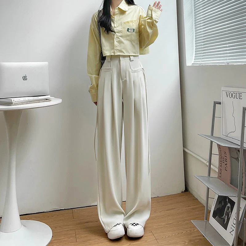 American suit pants drape pants women spring and autumn new casual pants women's straight pants mopping wide leg pants women's pants - Image 3