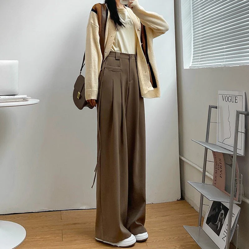 American suit pants drape pants women spring and autumn new casual pants women's straight pants mopping wide leg pants women's pants - Image 4
