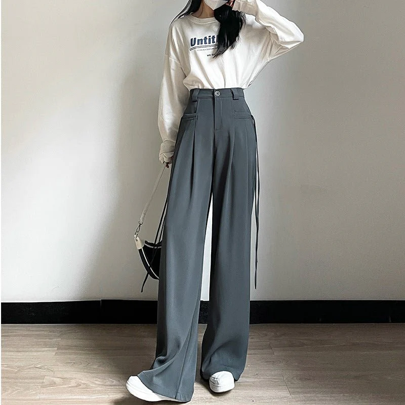 American suit pants drape pants women spring and autumn new casual pants women's straight pants mopping wide leg pants women's pants - Image 5