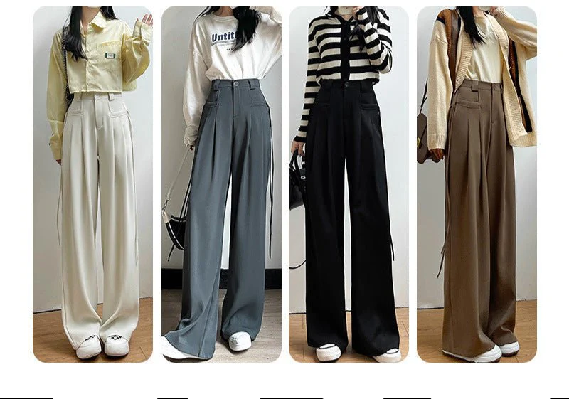 American suit pants drape pants women spring and autumn new casual pants women's straight pants mopping wide leg pants women's pants - Image 6