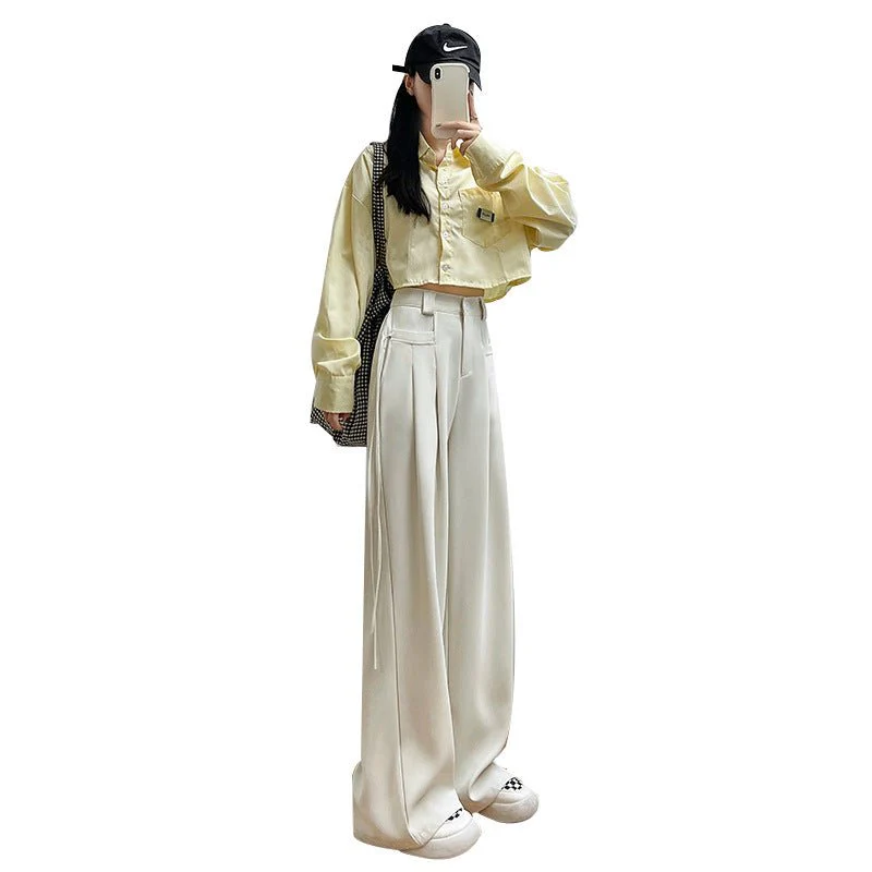 American suit pants drape pants women spring and autumn new casual pants women's straight pants mopping wide leg pants women's pants - Image 8