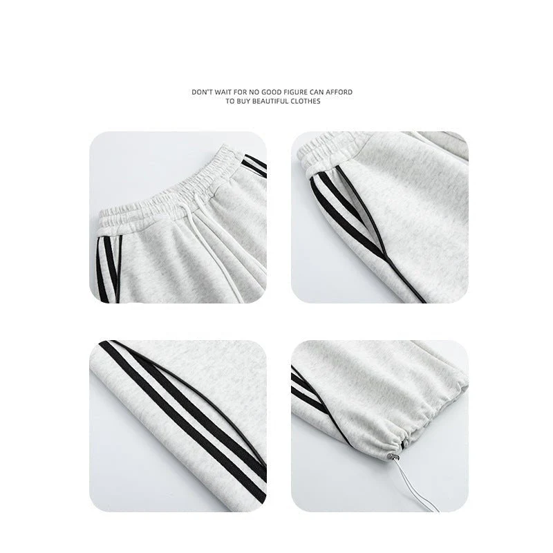American sweatpants women's clothing 2025 new pants women's spring and autumn design sense casual wide-leg pants straight striped sweatpants FD - Image 4