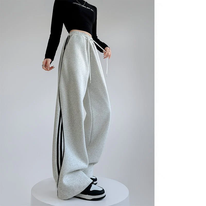 American sweatpants women's clothing 2025 new pants women's spring and autumn design sense casual wide-leg pants straight striped sweatpants FD - Image 7