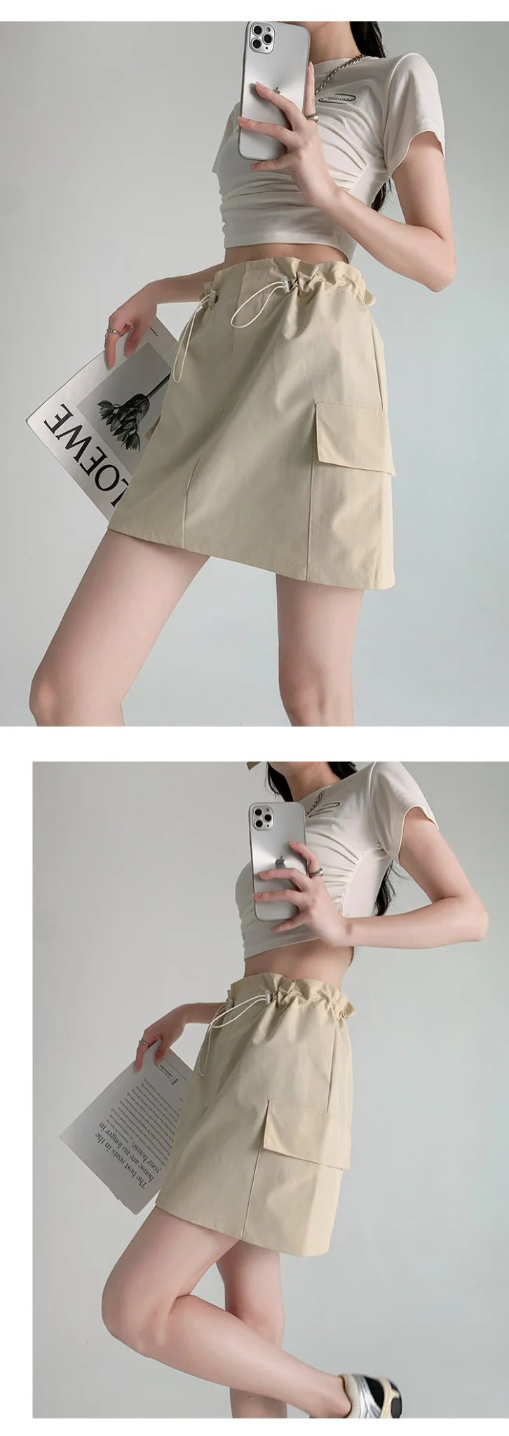 American workwear skirt for women, new summer style, slim design, hip skirt, high waist, small size, A-line short skirt - Image 15