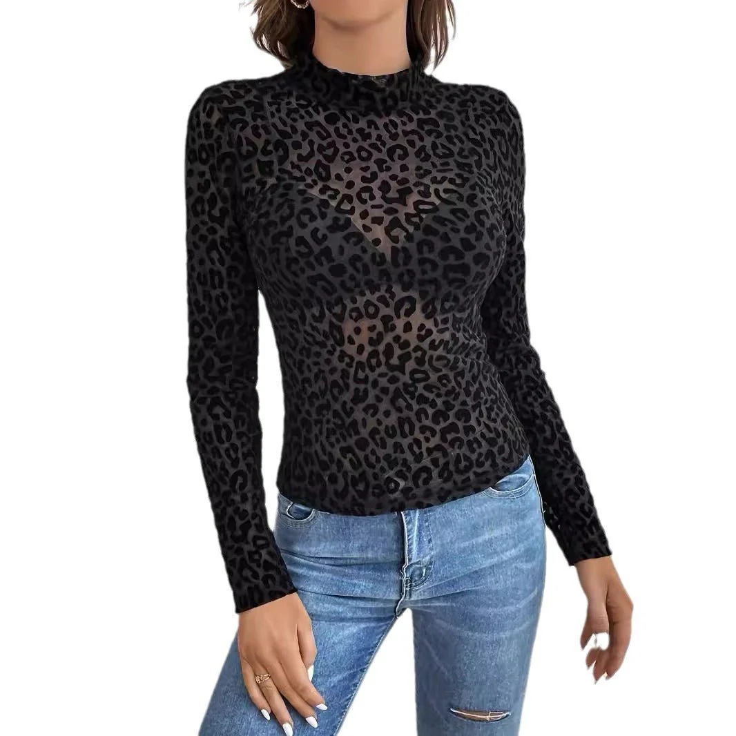 and the   2025 new suspender skirt sexy single-layer bra stand-up collar mesh bottoming shirt top women's T - Image 5