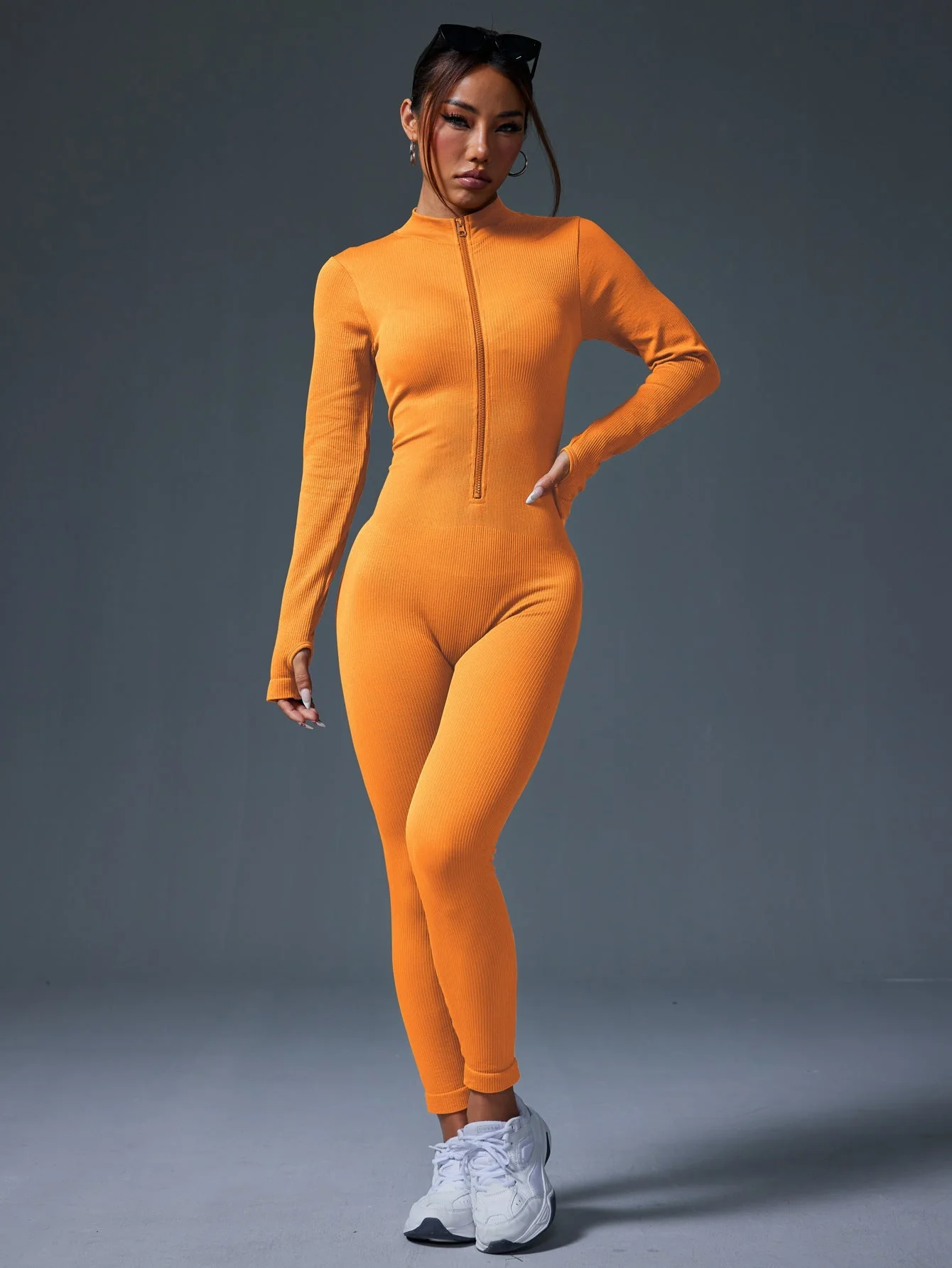 Apex Aura | Mock-Neck Zip Performance Jumpsuit - Image 12