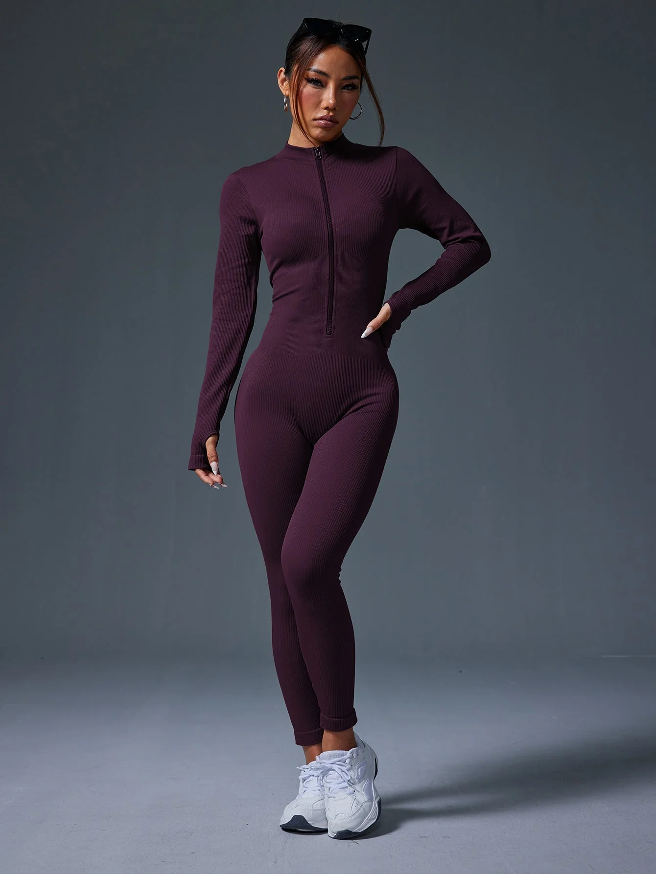 Apex Aura | Mock-Neck Zip Performance Jumpsuit - Image 13