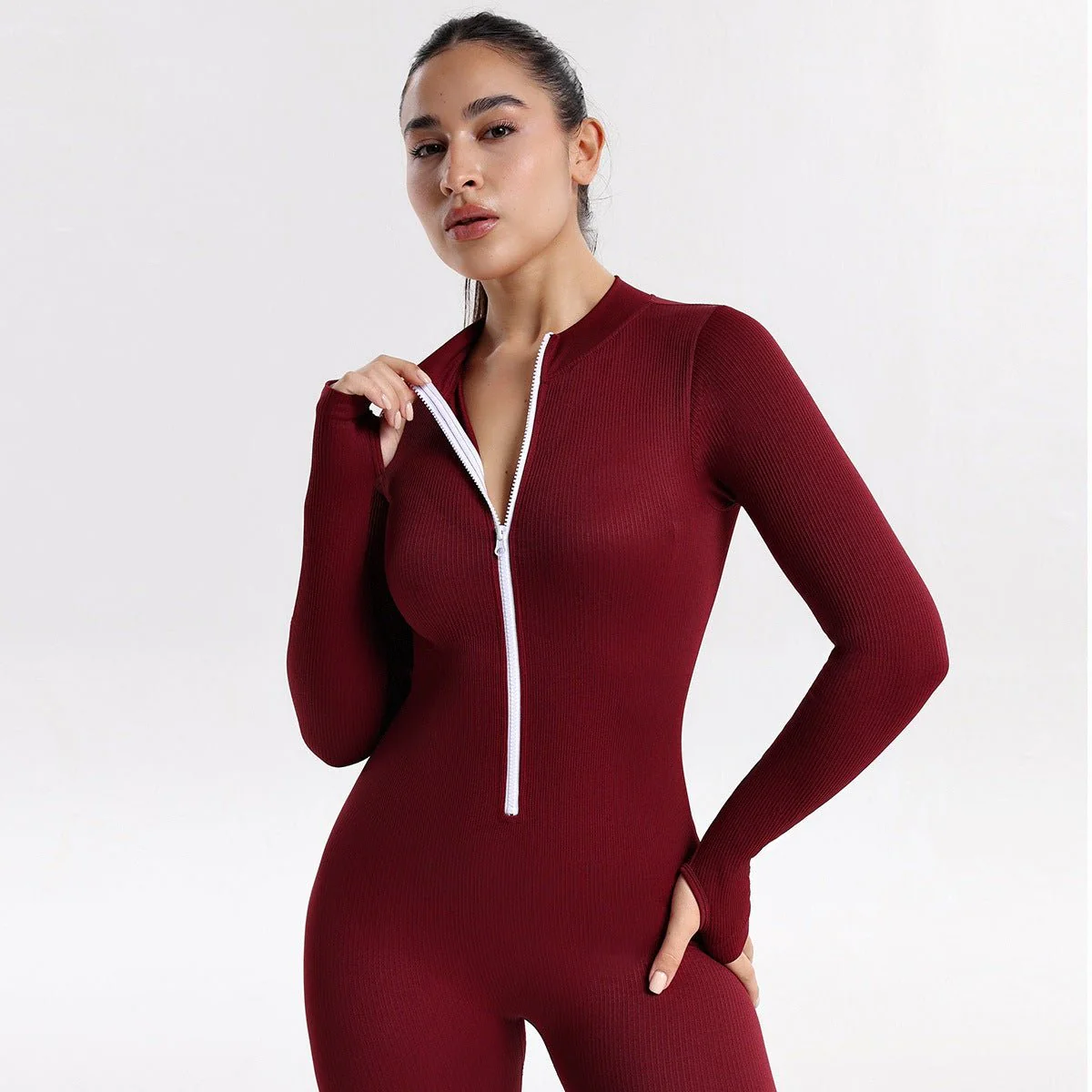 Apex Aura | Mock-Neck Zip Performance Jumpsuit - Image 9