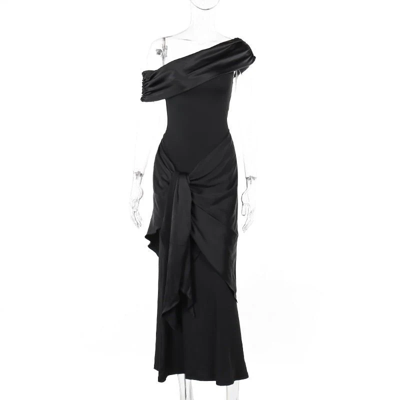 Asymmetric Neck Backless Maxi Dress for Women – Twisted Knot High Waist Bodycon Tube Top Dress, Spring 2025 - Image 3