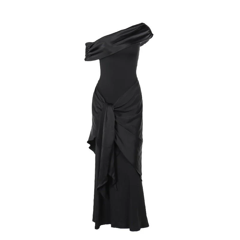 Asymmetric Neck Backless Maxi Dress for Women – Twisted Knot High Waist Bodycon Tube Top Dress, Spring 2025 - Image 6
