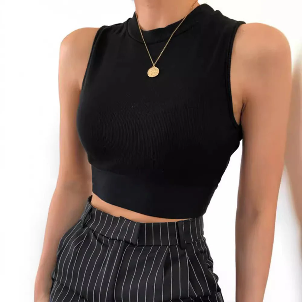 Backless Cross Strap Bowknot Top Women Sleeveless Pullover Round Neck Vest