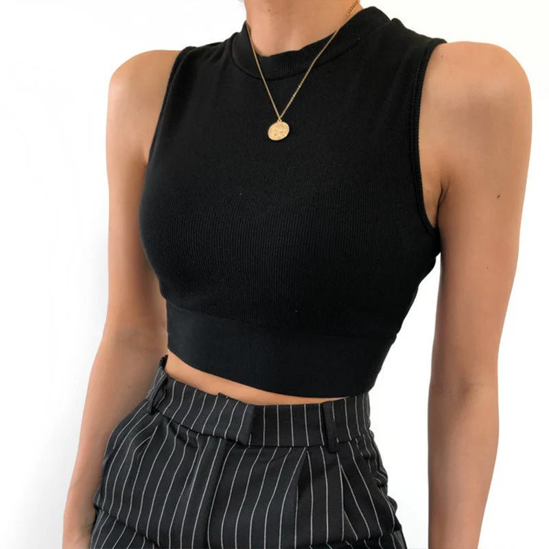 Backless Cross Strap Bowknot Top Women Sleeveless Pullover Round Neck Vest - Image 10