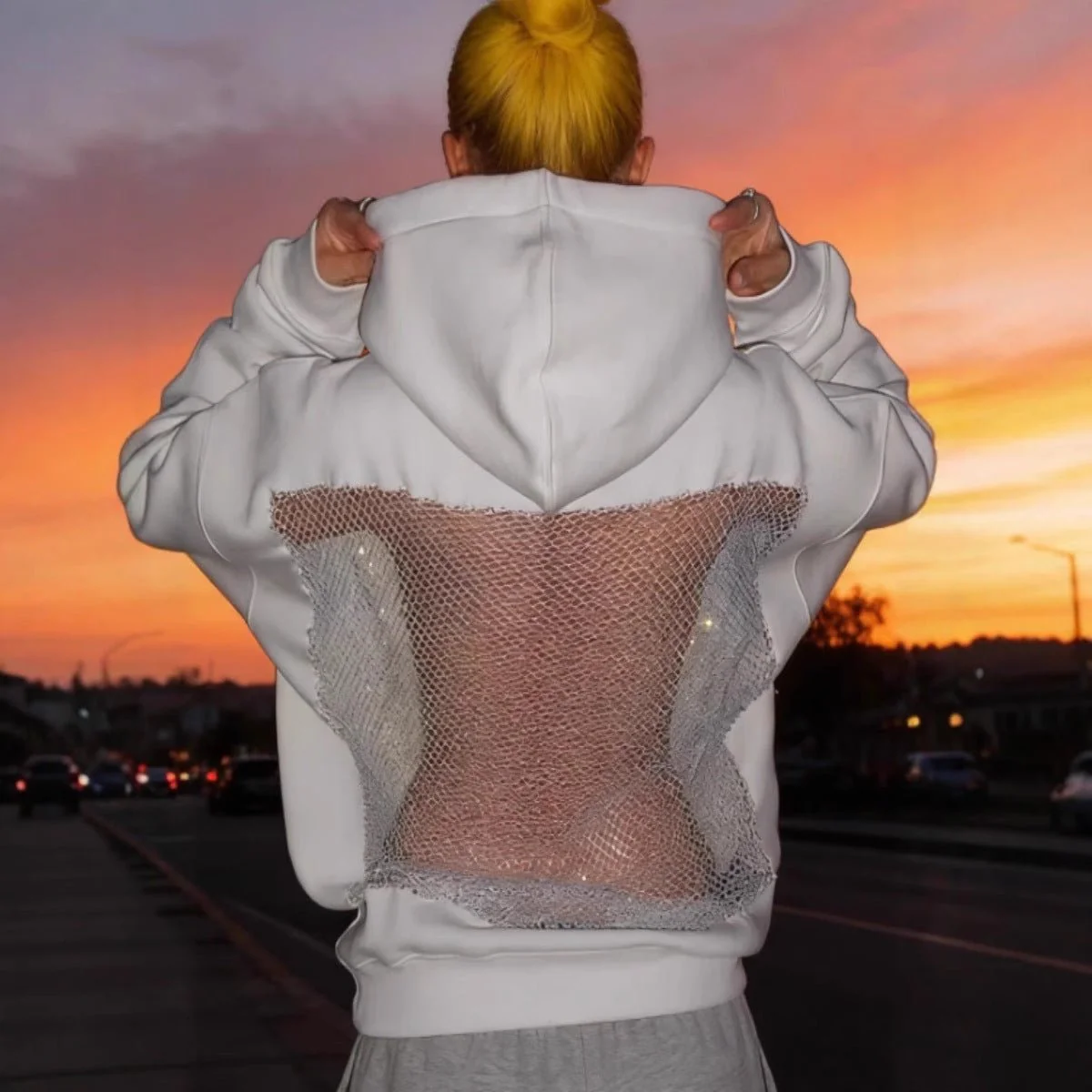 Backless Mesh Hoodie | Net Detail Sweatshirt - Image 4