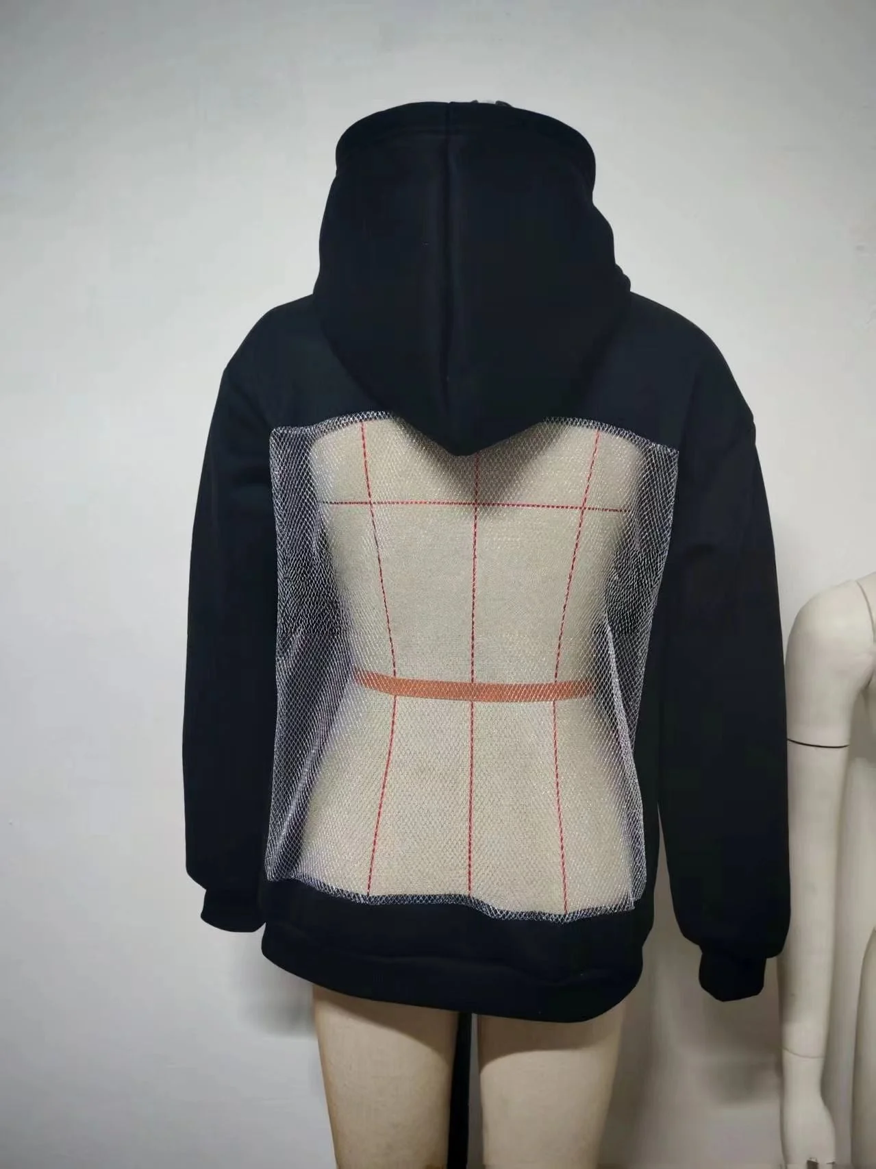 Backless Mesh Hoodie | Net Detail Sweatshirt - Image 9