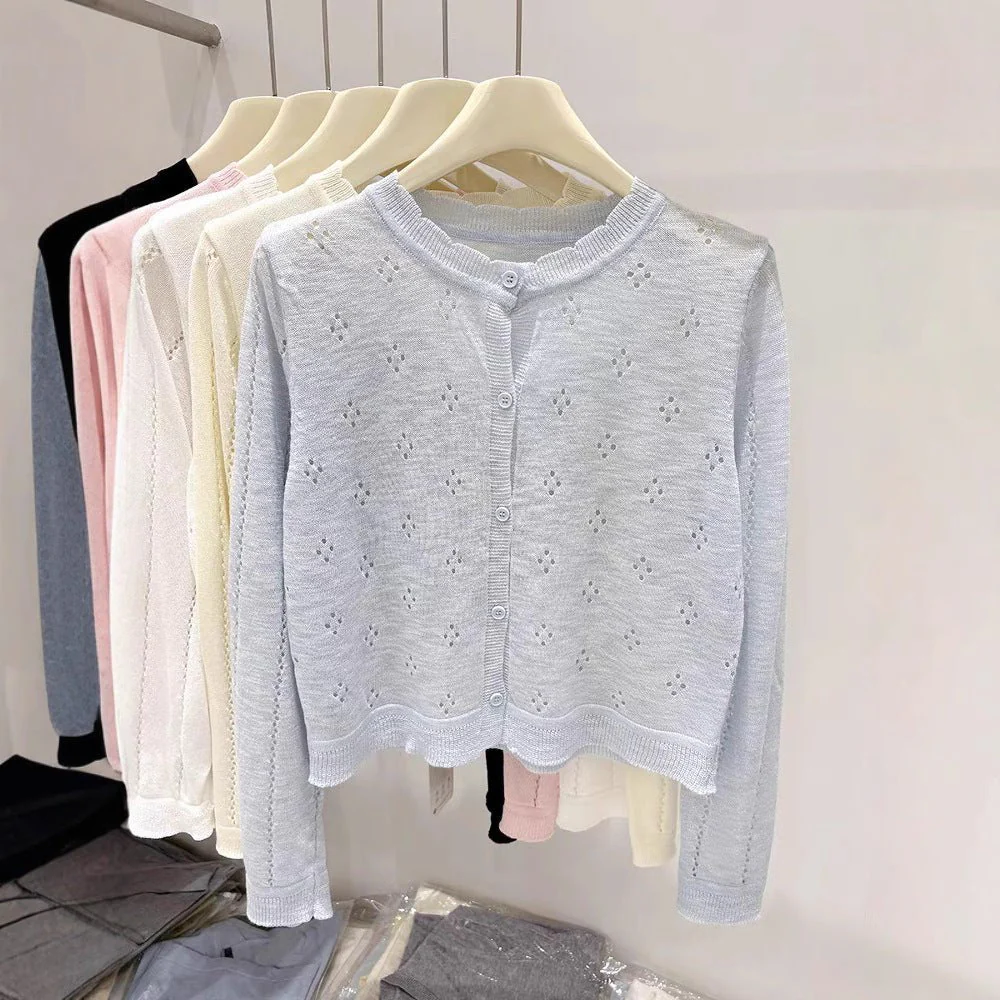 Bamboo hemp sunscreen cardigan women's summer new thin style with suspender skirt outside with small blouse knitted jacket top women