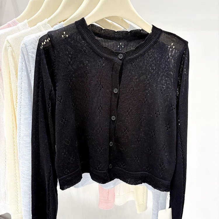 Bamboo hemp sunscreen cardigan women's summer new thin style with suspender skirt outside with small blouse knitted jacket top women - Image 4