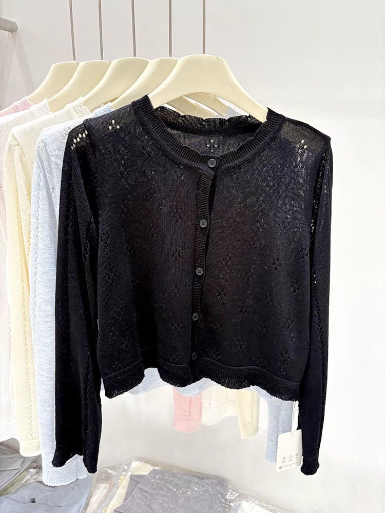 Bamboo hemp sunscreen cardigan women's summer new thin style with suspender skirt outside with small blouse knitted jacket top women - Image 6