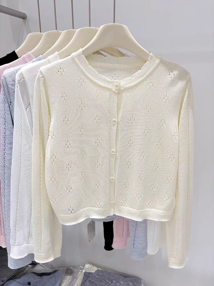 Bamboo hemp sunscreen cardigan women's summer new thin style with suspender skirt outside with small blouse knitted jacket top women - Image 8
