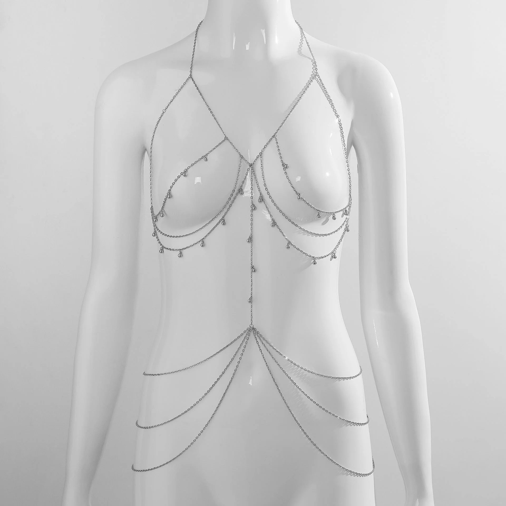 Bell chest chain multi-layer backless necklace without Bra & Panty FD - Image 5