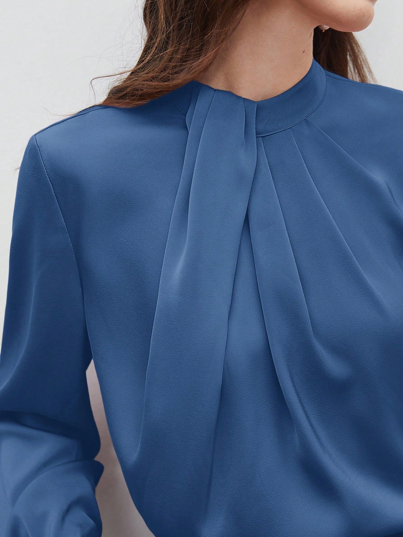BIZwear Keyhole Back Fold Pleated Front Solid Top - Image 18