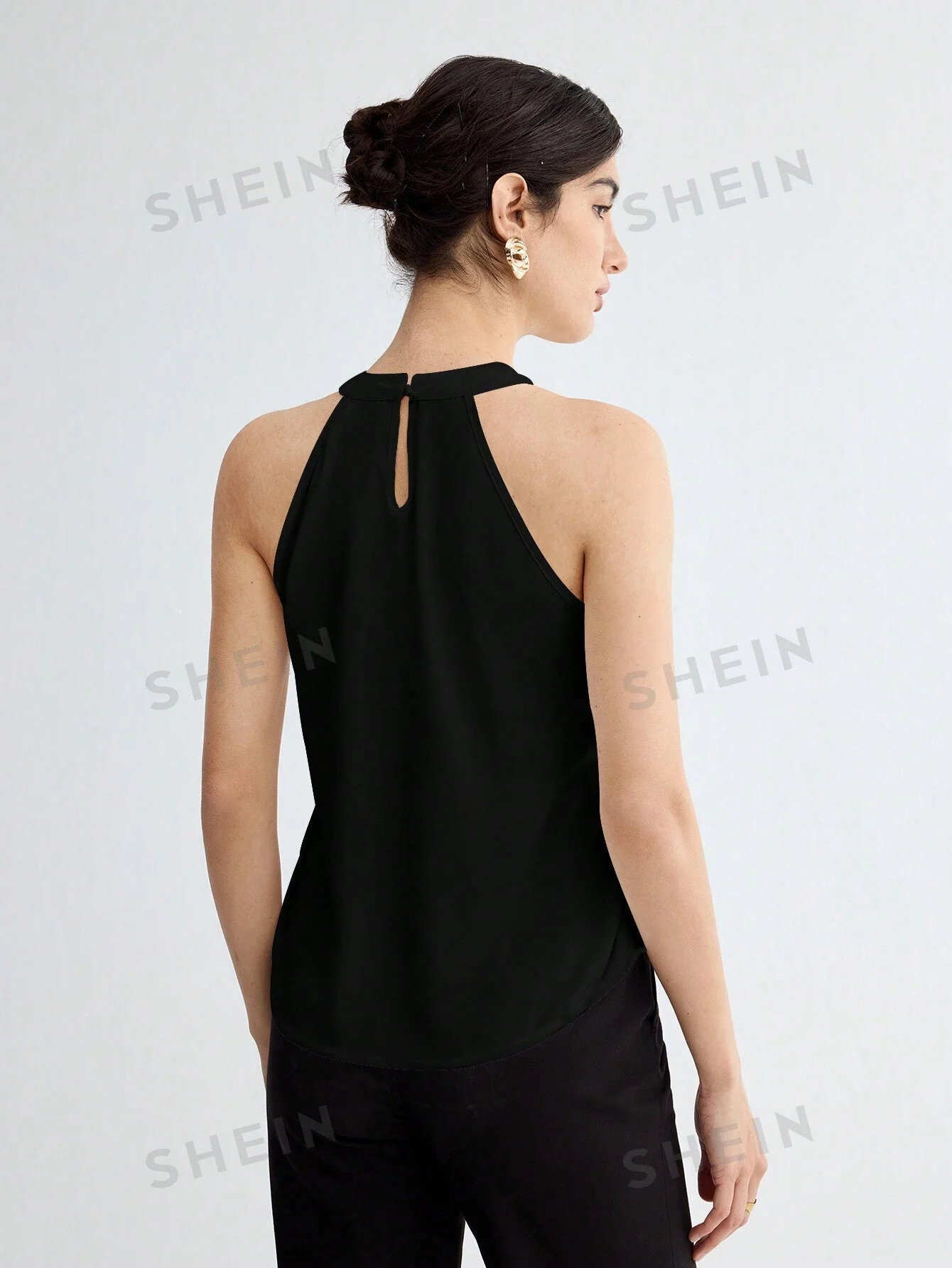 BIZwear Women Summer Solid Color Halter Neck Elegant Sleeveless Top - Image 6