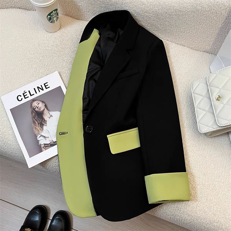 Black contrast stitching suit jacket for women 2025 new hot style this year light luxury Blazer - Image 16